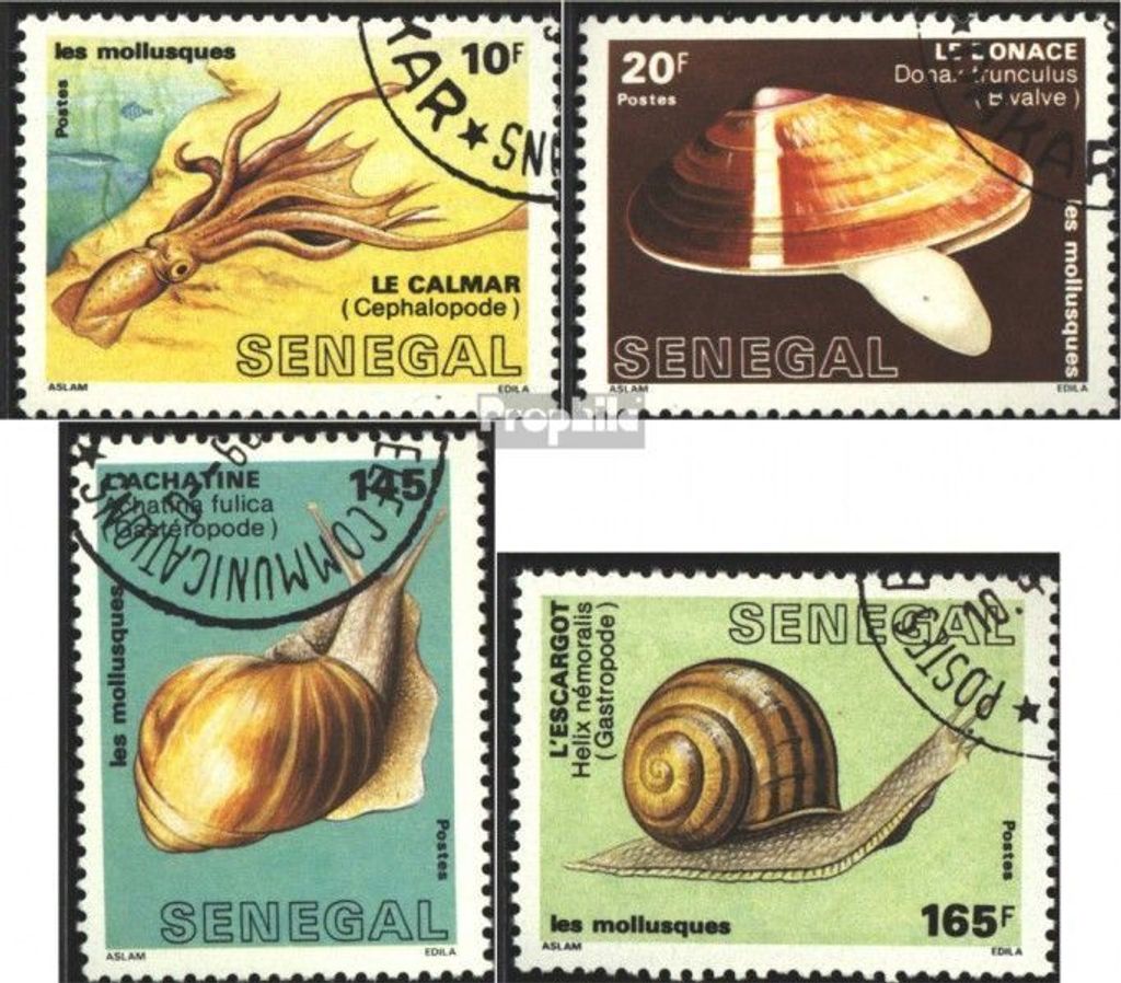 Briefmarken Senegal 1988 Mi 969-972 (kompl.Ausg.) gestempelt Weichtiere