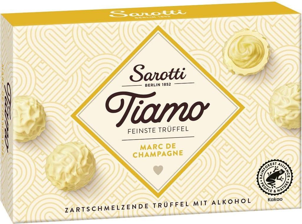 Sarotti Tiamo feinste Champagner Trüffel Marc de Champagne 125g
