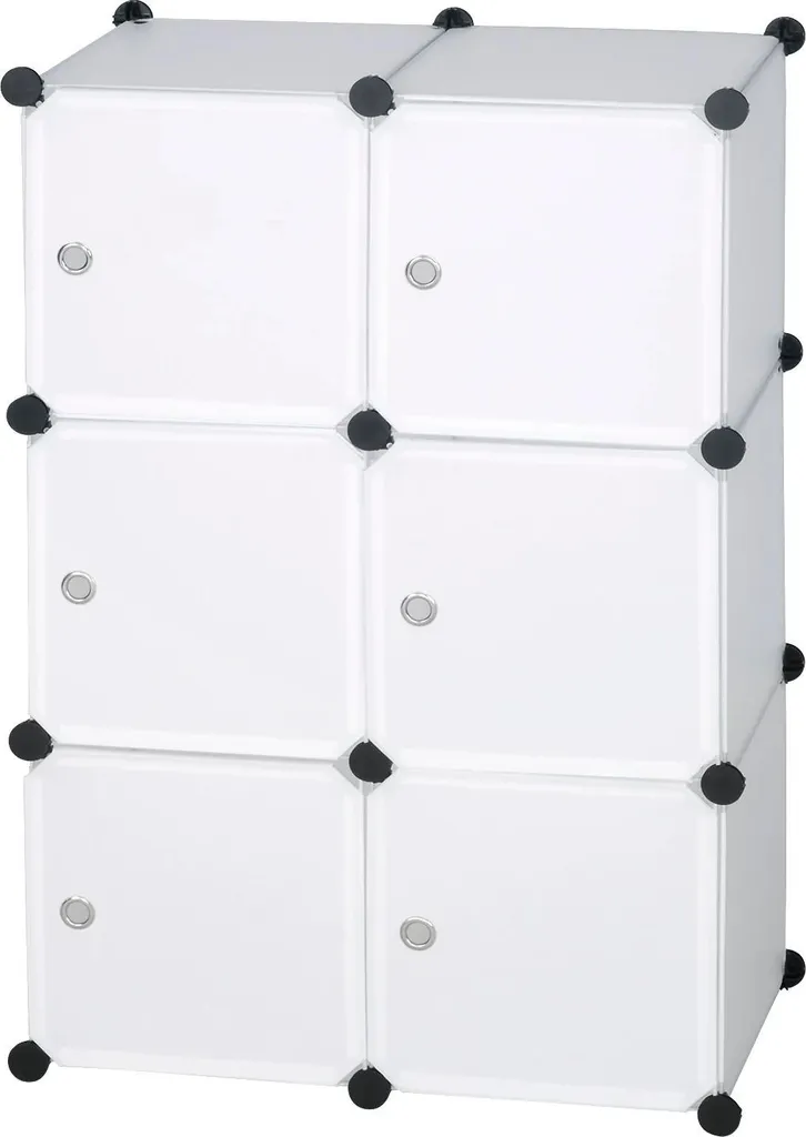 Meuble de rangement modulable 6 cases avec portes coulissantes gain place