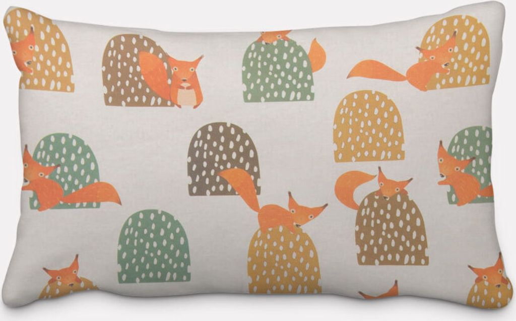 SCHÖNER LEBEN. Kissenhülle Eichhörnchen Hügel mint braun ocker oran Größe 60x80cm (HxB) 60x80cm (HxB) Größe