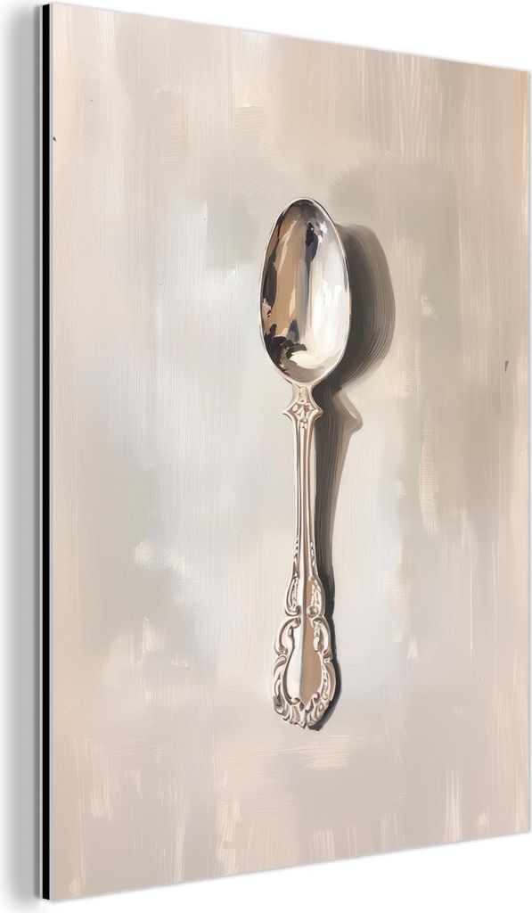 MuchoWow Wanddekoration Metall Metallbild Wandkunst 60x80 cm Löffel - Farbe - Silber MuchoWow Aluminium Gemälde - Wanddekoration Metall