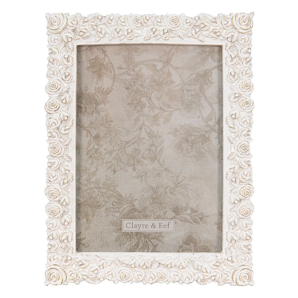 Clayre & Eef Cadre photo 17x22 cm Blanc Doré Polyrésine Image du produit 