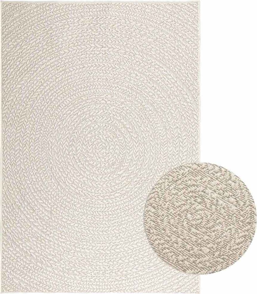 Teppich ZIZUR Creme 120x170 cm Jute-Optik Indoor und Outdoor