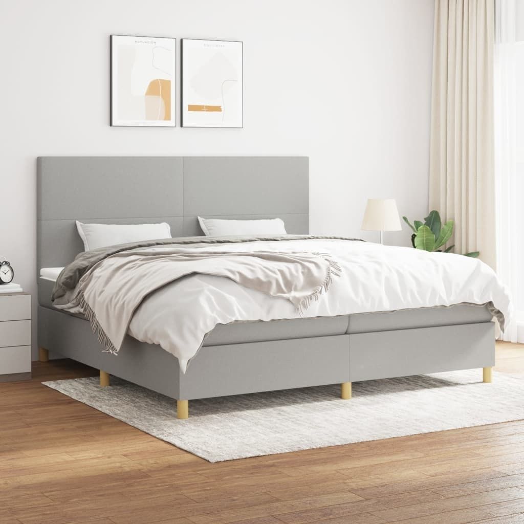 Maison Exclusive - Boxspringbett mit Matratze Hellgrau 200x200 cm Stoff