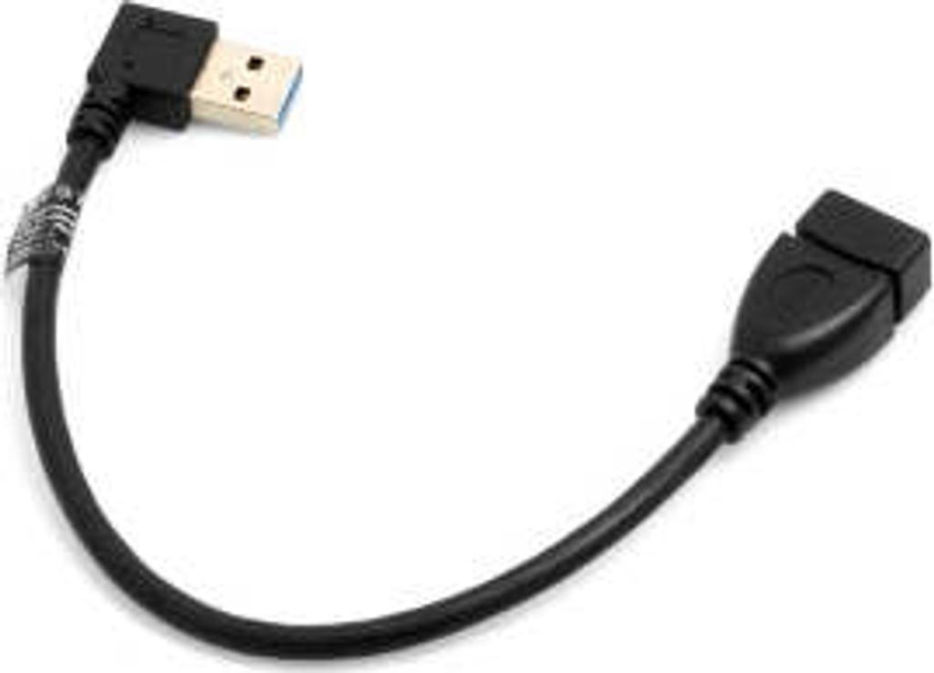 SYSTEM-S USB Typ A 3.0 Stecker 90° Grad Links gewinkelt zu USB Typ A 3.0 Buchse Kabel Datenkabel Ladekabel 23 cm