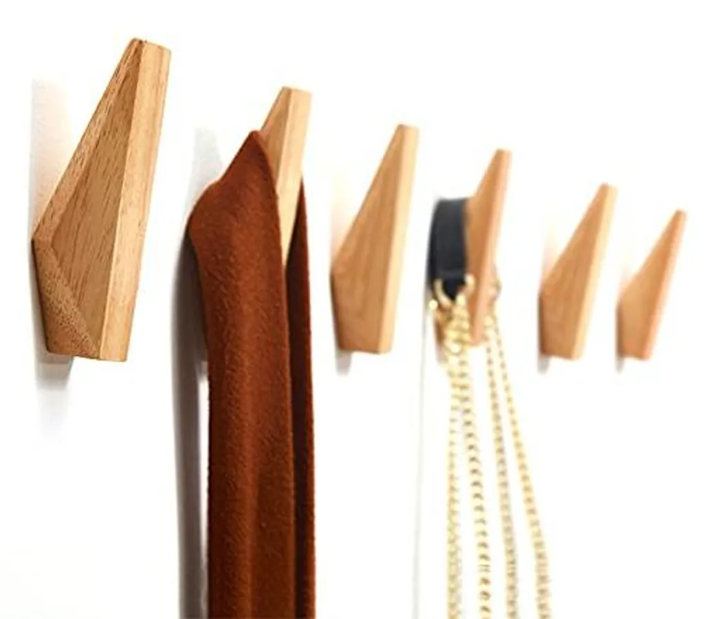 Patères en bois polies à la main résistantes à la moisissure - Lot x6
