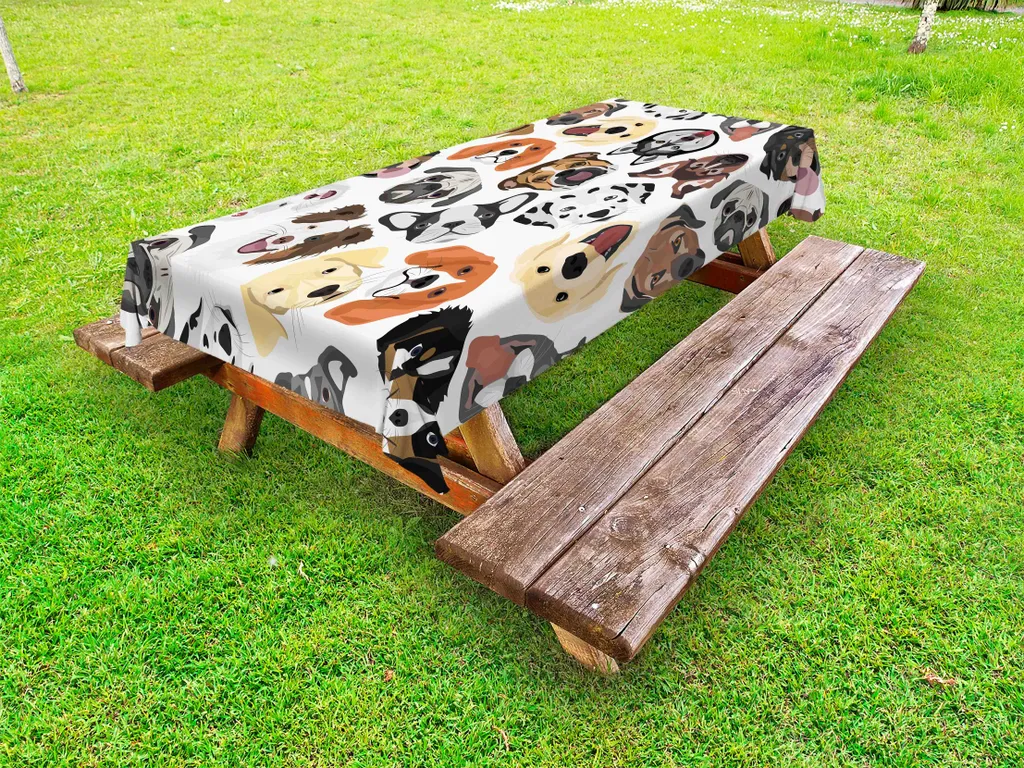 ABAKUHAUS Tovaglia Tecnica per Esterni 145x305 cm - Motivo Cani