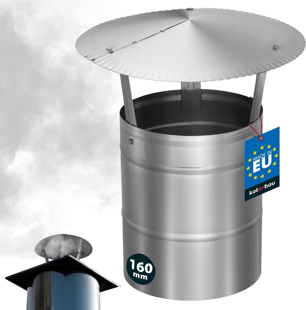 KOTARBAU Schornsteinabdeckung Edelstahl ø 160 mm Kaminhaube Schornstein Regenhaube Kaminabdeckung Schornsteinhaube Kaminaufsatz Rostfrei Edelsta...