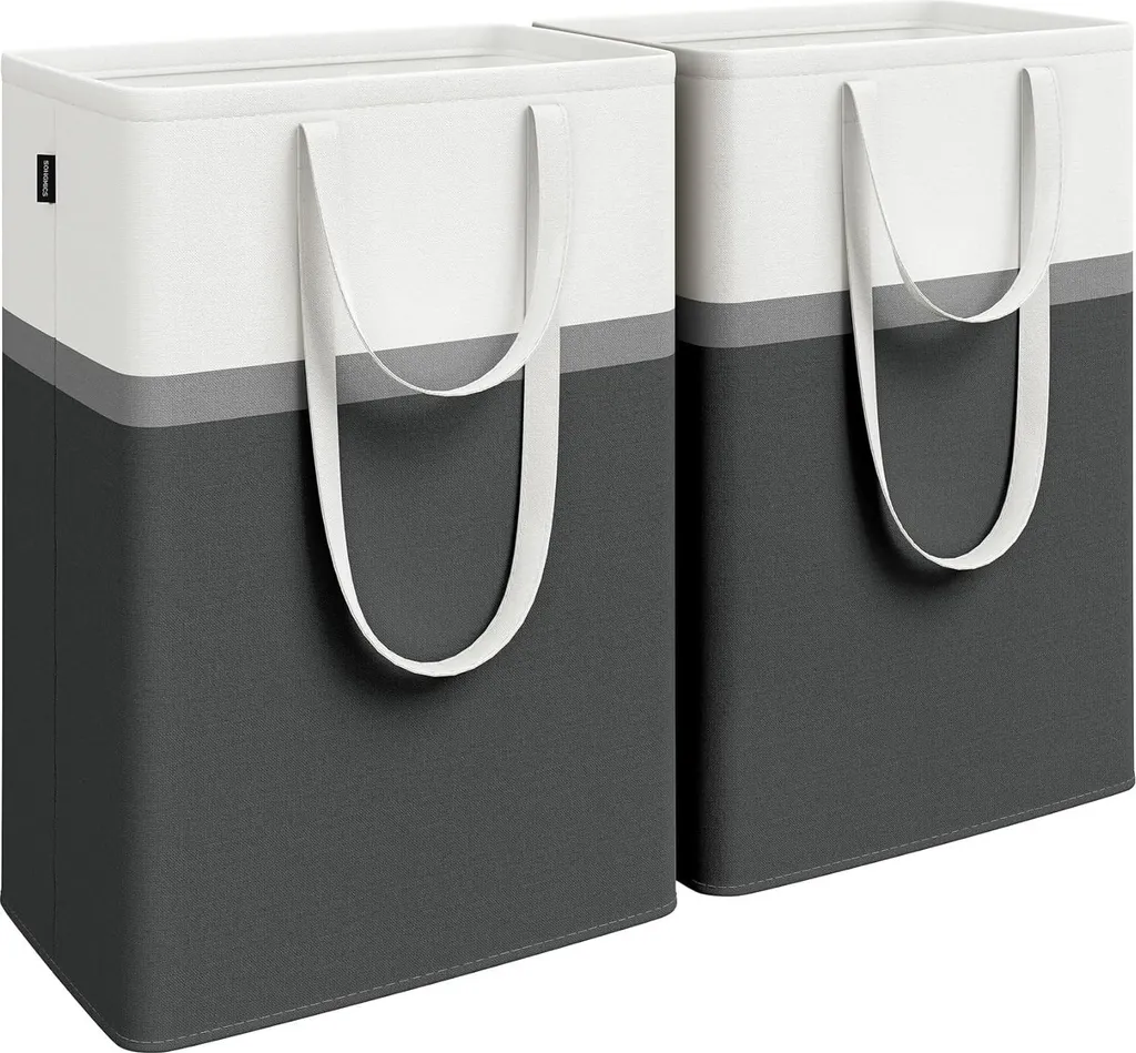 Lot de 2 paniers à linge pliables 75L noir profond LCB208B01 SONGMICS