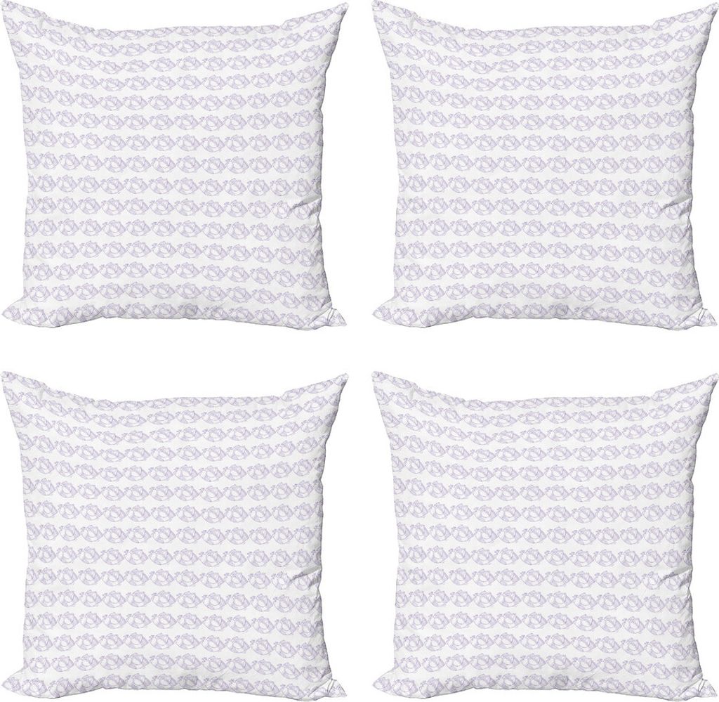 ABAKUHAUS Vogel Kissenbezug Set (4 Stück), Zeichnungen von Aufwändige Birdies, Moderner Doppelseitiger Digitaldruck, 50 cm x 50 cm, Lavendel-Weiß