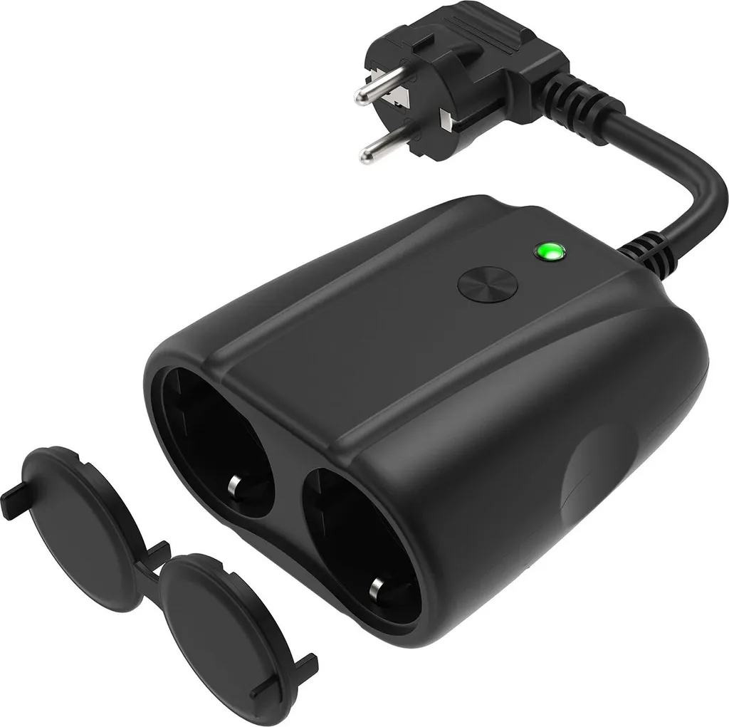 Prise de Jardin Double Sortie LUPUS Outdoorsteckdose Étanche Noir