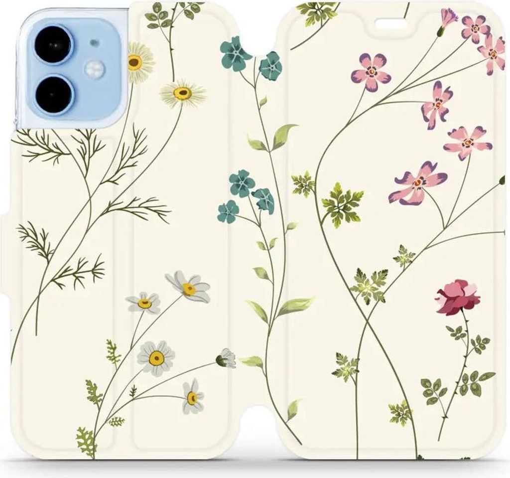 Handyhülle mit klappe für iPhone 12 Mini, Mobiwear Book, Feldblumen
