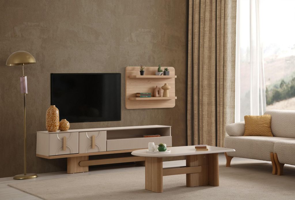 Designer TV-Konsole r Couchtisch Wohnzimmer Set 2tlg.