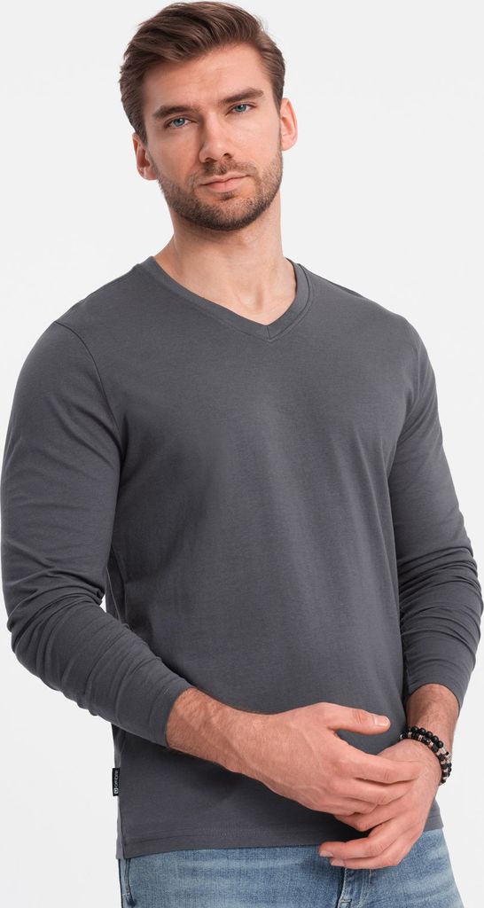 Ombre Clothing Langarm-T-Shirt für Männer Hespexia graphit S