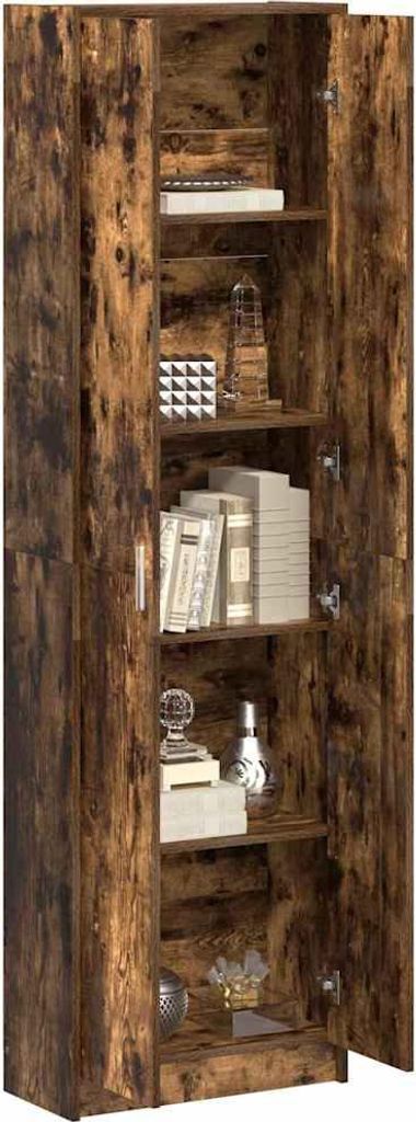 Möbel Kleiderschrank - Schwebetürenschrank - praktischem Design - Geräucherte Eiche 55x25x189 cm Holzwerkstoff Top8733565