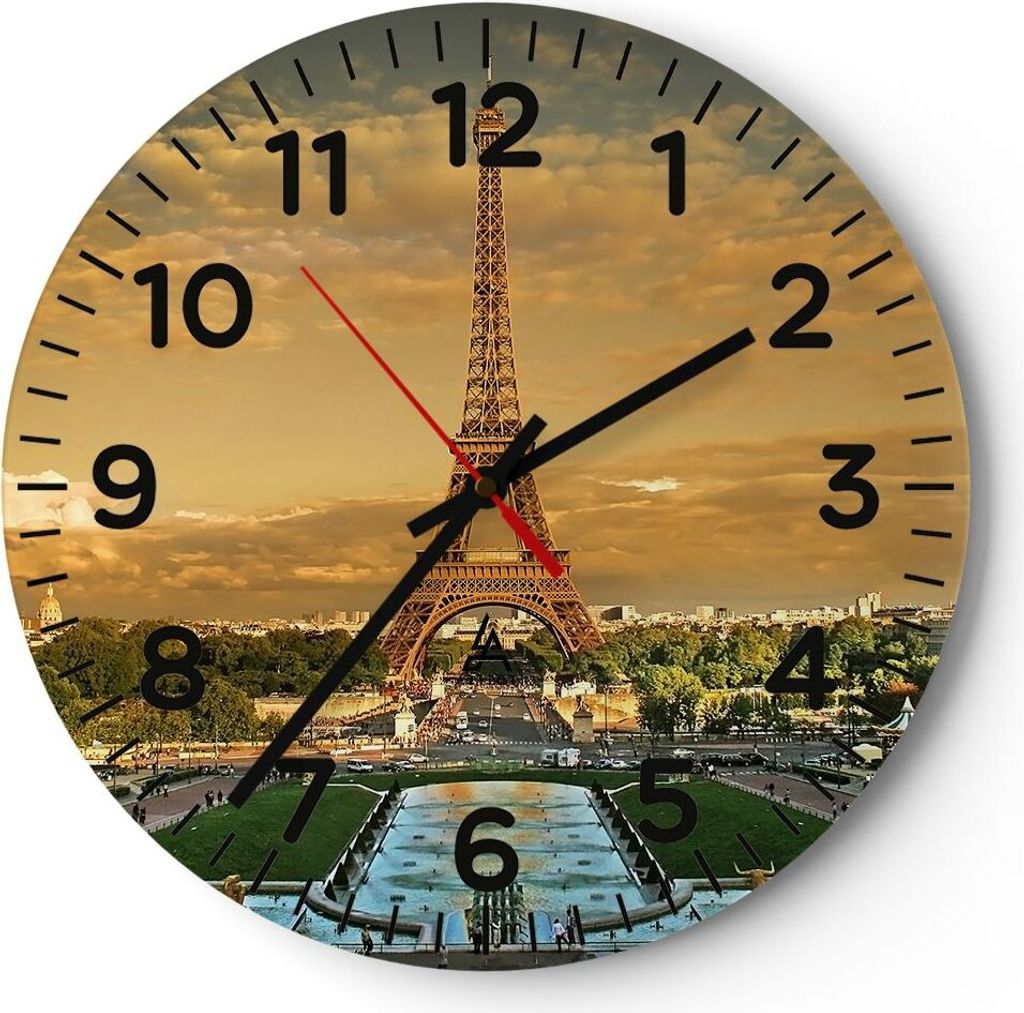 Wanduhr - Rund - Glasuhr - Eiffelturm Frankreich Paris - Produktbild 