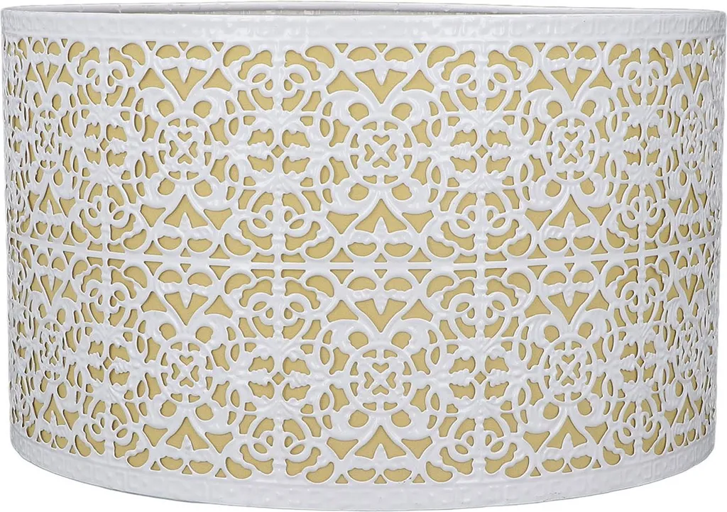 Abat-jour en métal motif fleurs avec support cuivre pour douille E27