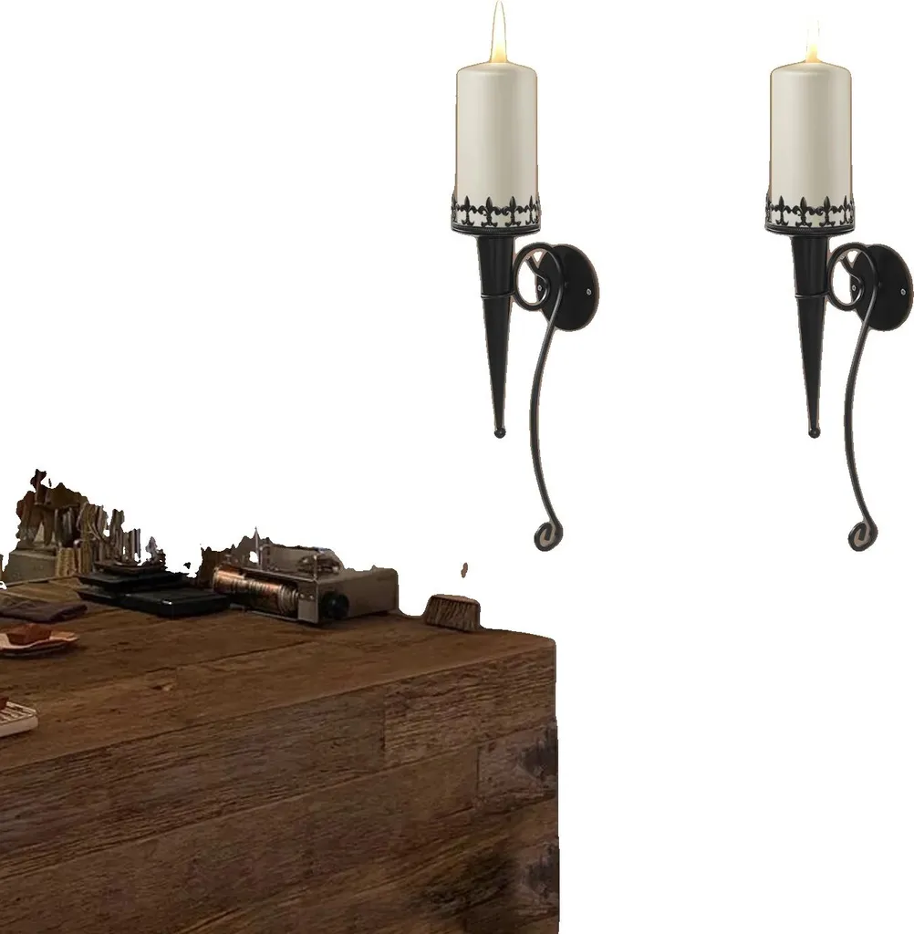 Set 2 Portacandele da Parete Ferro Battuto Classico per Interni Eleganti