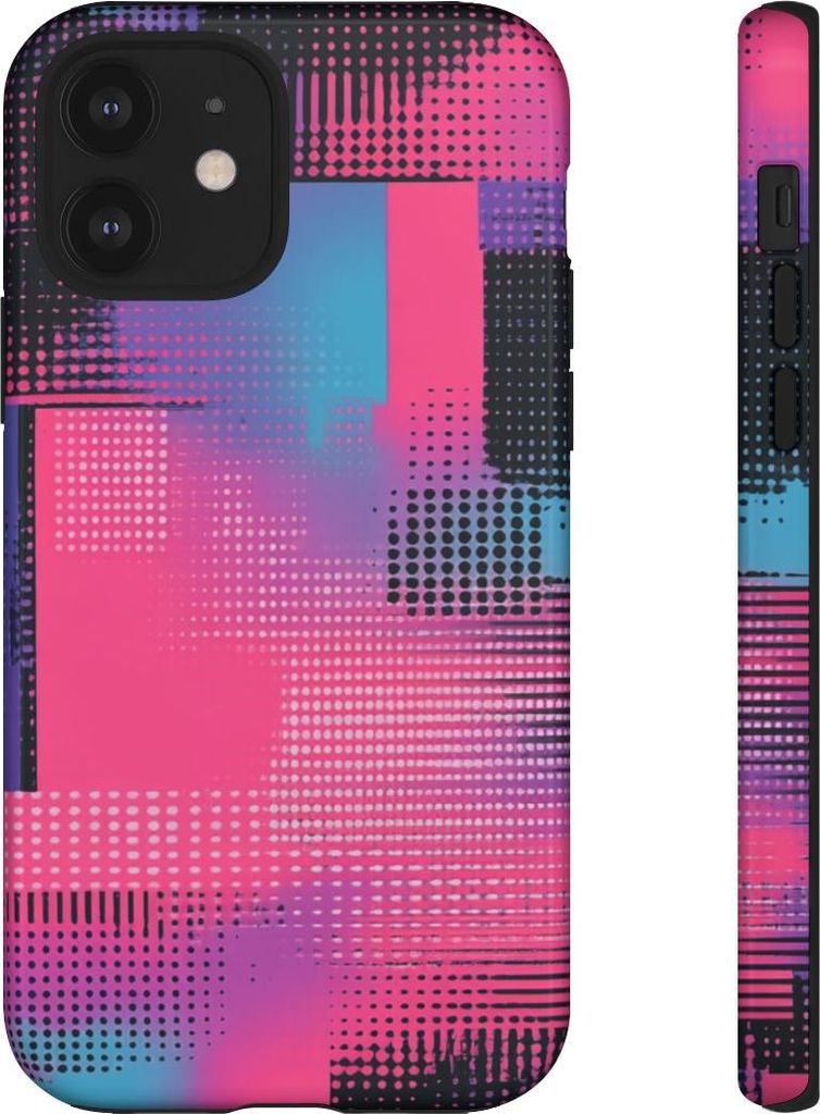 Lebhaftes abstraktes Geometriemuster – Hülle Kompatibel mit iPhone 12