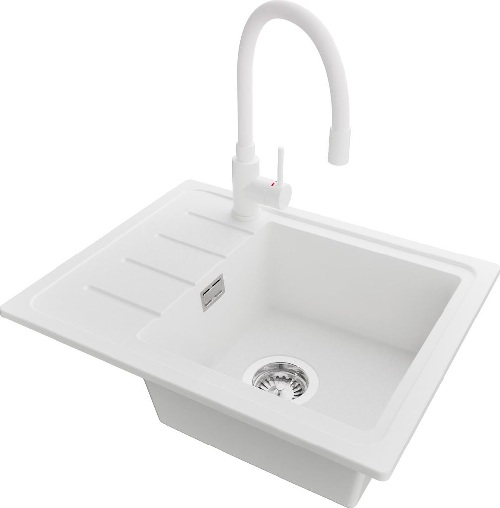PRIMAGRAN Granitspüle Weiß 55x44cm, Spülbecken 1 Becken + Produktbild 