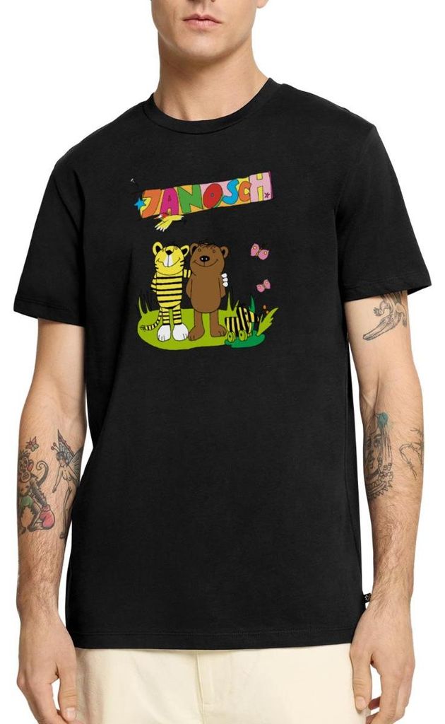 Spreadshirt Janosch Tiger und Bär Freundschaft Männer Premium T-Shirt, 3XL, Schwarz