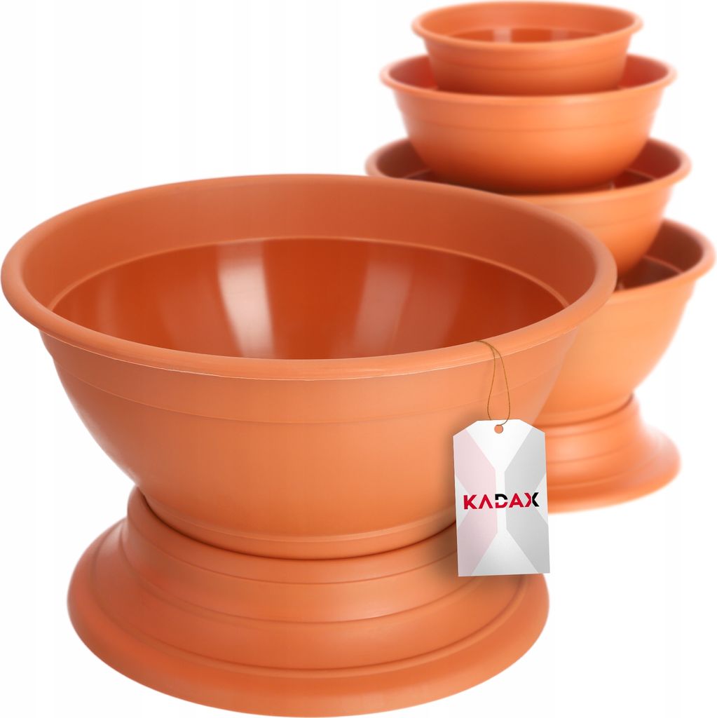 KADAX Blumenschale mit Standfuß "Ulmi", Blumentöpf, aus Kunststoff, Pflanzschale für Chrysanthemen, 18 cm, Terracotta