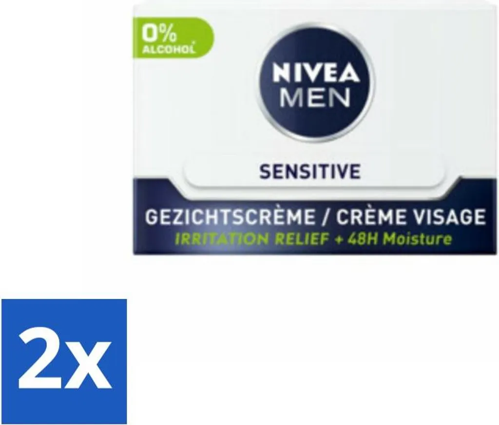 Anti-Irritation Visage NIVEA MEN Sensitive - Lot de 2 Crèmes pour Homme
