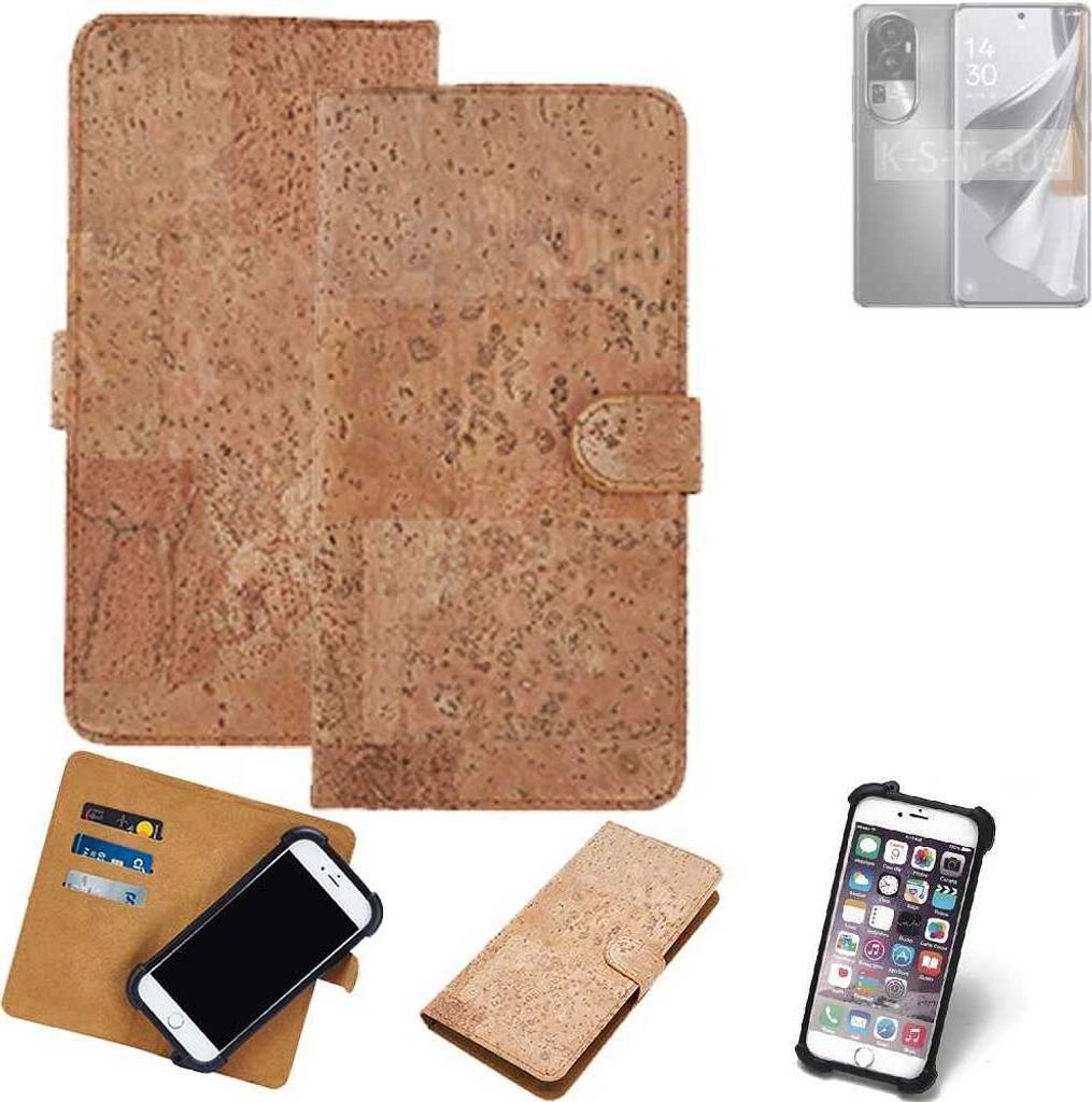 K-S-Trade Hülle kompatibel mit Oppo Reno10 Pro Kork Handyhülle Cover Schutzhülle TPU Case Bumper in Hellbraun, (1x)