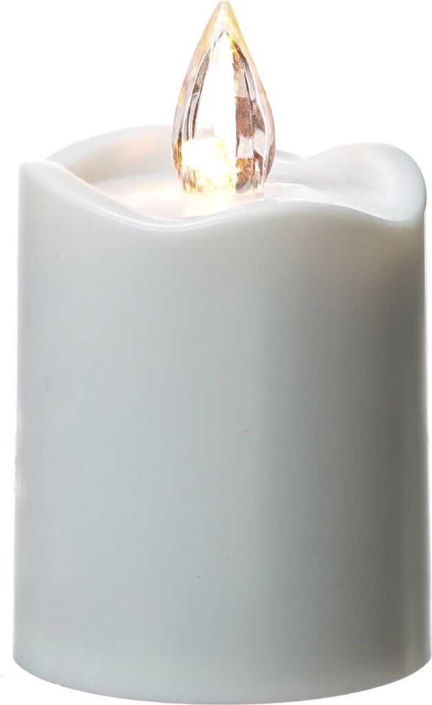LED Grabkerze - Grablicht - Sensor - gelb flackernde LED - H: 9,5cm D:6cm - 2500h Leuchtdauer - weiß