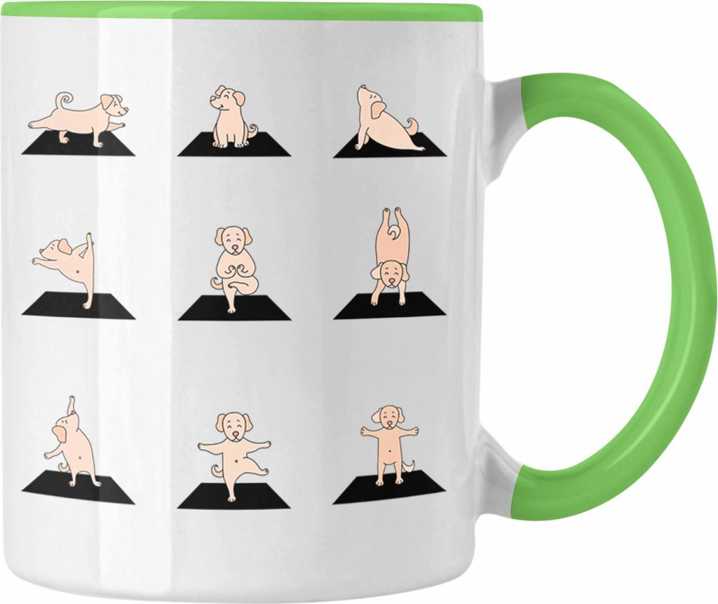 Trendation - Hunde Yoga Tasse Lustig Geschenk Hunde Yoga-Posen Sport Geschenkidee Sport (Grün)
