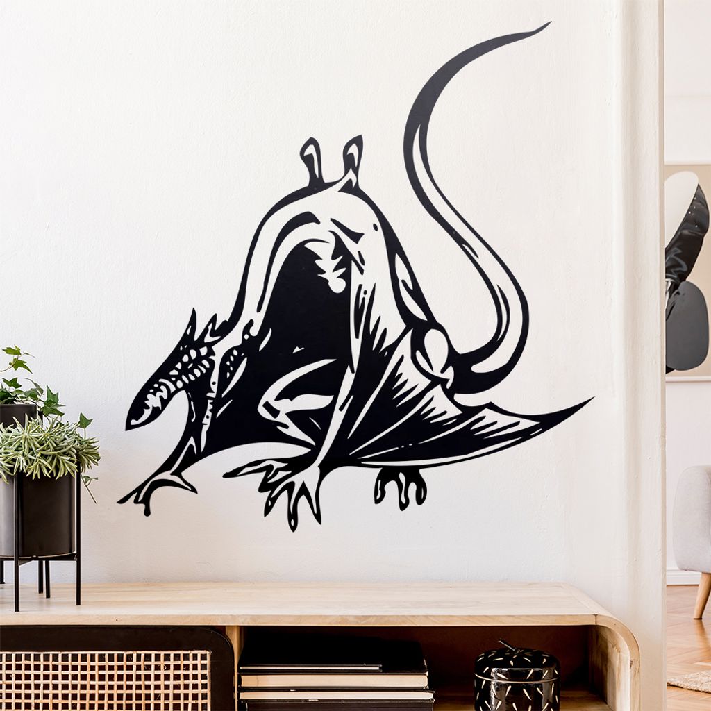 Drachen Angriff Wandtattoo in 6 Größen - Wandaufkleber Wall Sticker - Dekoration, Küche, Wohnzimmer, Schlafzimmer, Badezimmer
