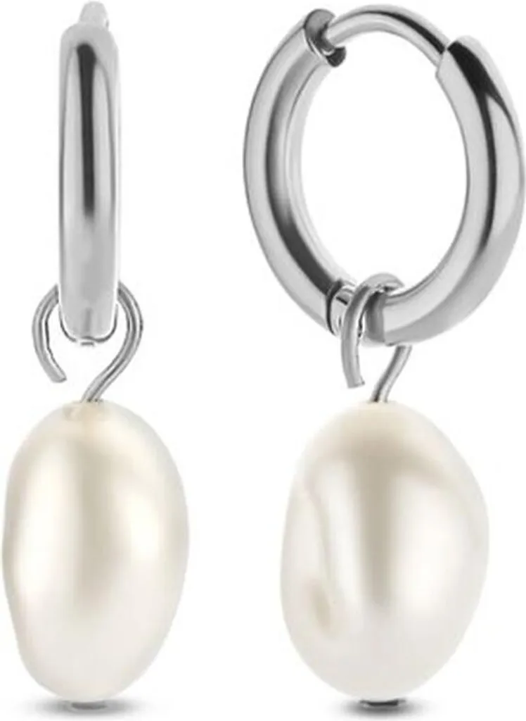 Orecchini CO88 8CE-70425 Hoop Argento con Pendente Perla Barocca