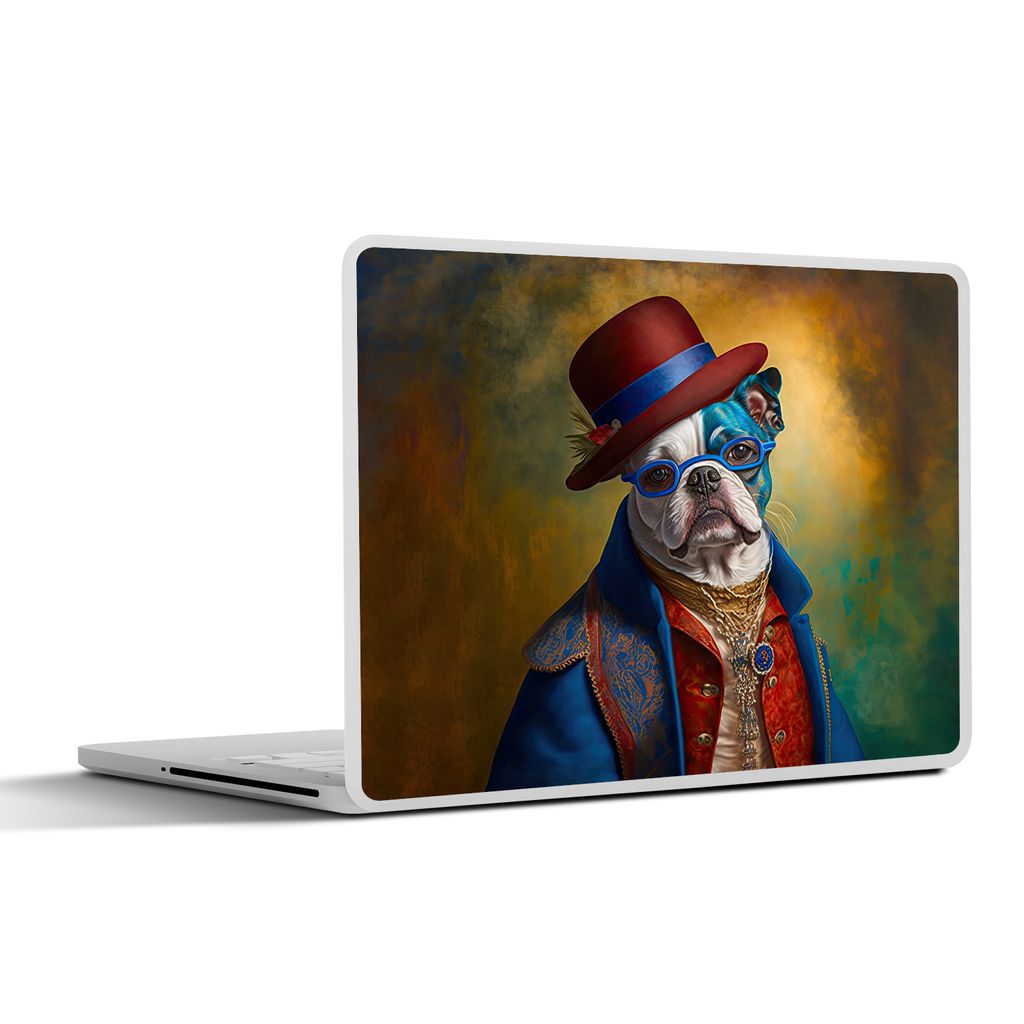 MuchoWow Laptop Aufkleber Sticker Cover Hund - Porträt - Kleidung - Hut - Abstrakt 31x22.5 cm - Laptop-Deko