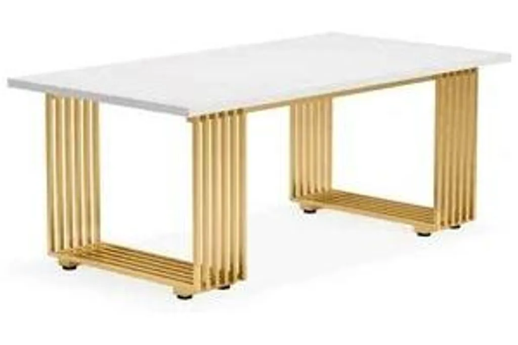 Bureau de direction blanc et doré 180 cm avec structure en fer stable - 2