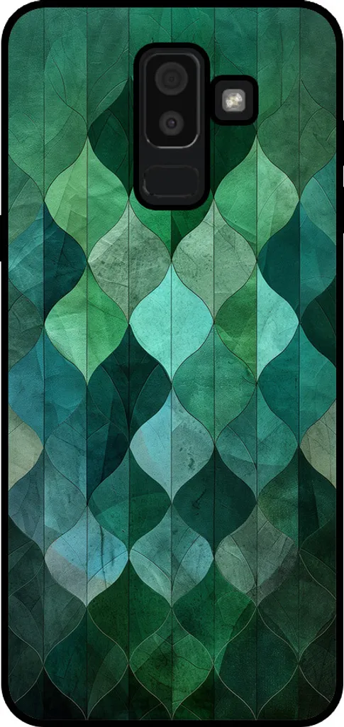 Smartphonica Custodia per telefono adatta a Samsung Galaxy J8 2018 con stampa di foglie verdi - Custodia backcover in TPU con design a foglie verdi - Verde