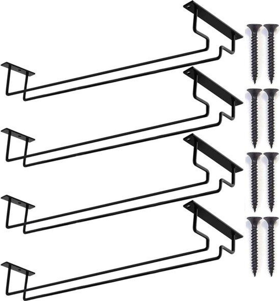 Weinglasregal - 4 Stück - Weinregal - 40 cm - Metall - Hängend - Glasregal - Weinorganizer - Weinregalhalter
