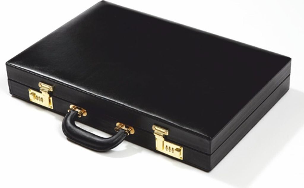 Casa Padrino Luxus Echtleder Backgammon Aktenkoffer Schwarz - Luxus Accessoires