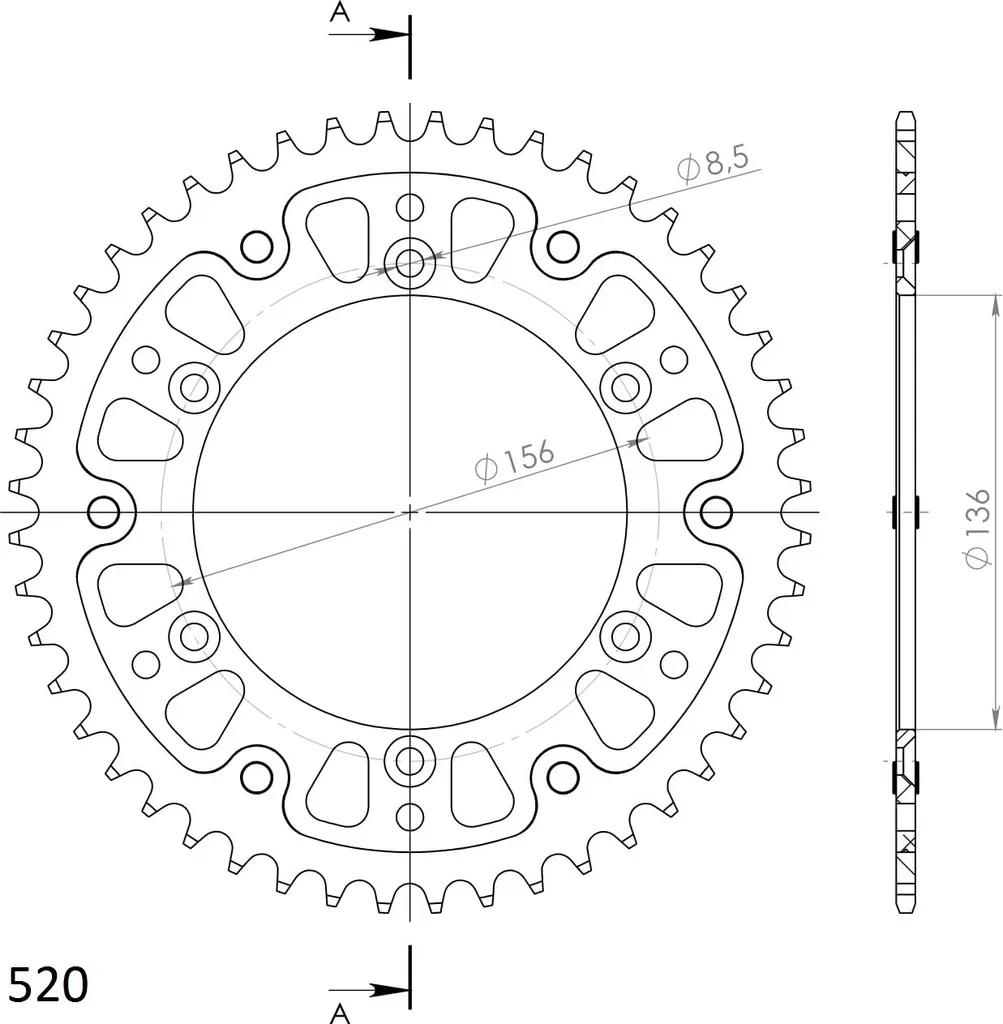 Couronne Hybride Stealth 520 48Z Noire - Haute Résistance Supersprox