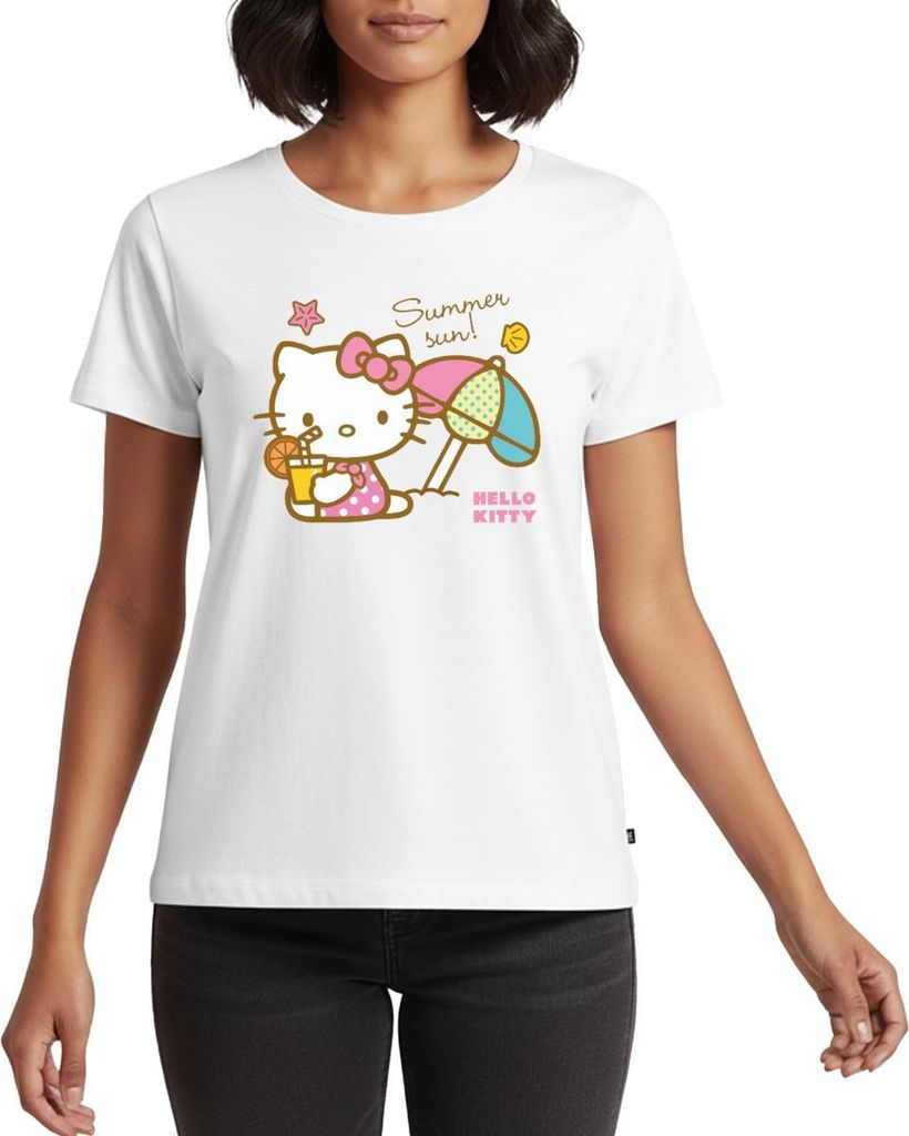 Spreadshirt Hello Kitty Am Strand Summer Sun Frauen Premium T-Shirt, XS, Weiß