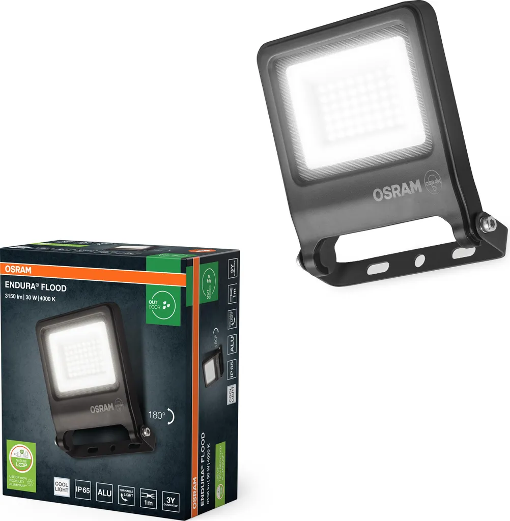 Solution Éclairage Extérieur Puissant 30W OSRAM Projecteur LED Économe IP65
