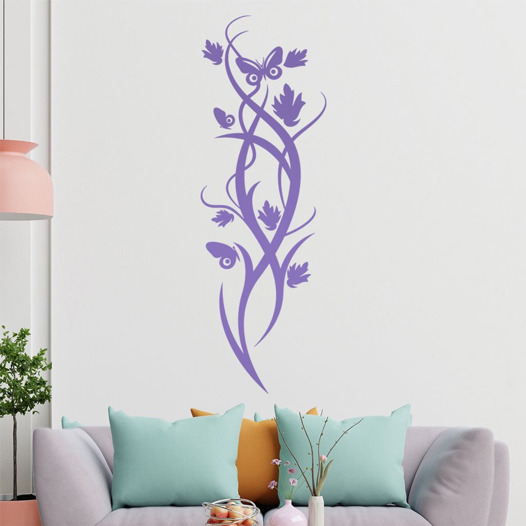 Falter Schmetterling Blüte Wandtattoo in 6 Größen - Wandaufkleber Wall Sticker - Dekoration, Küche, Wohnzimmer, Schlafzimmer, Badezimmer