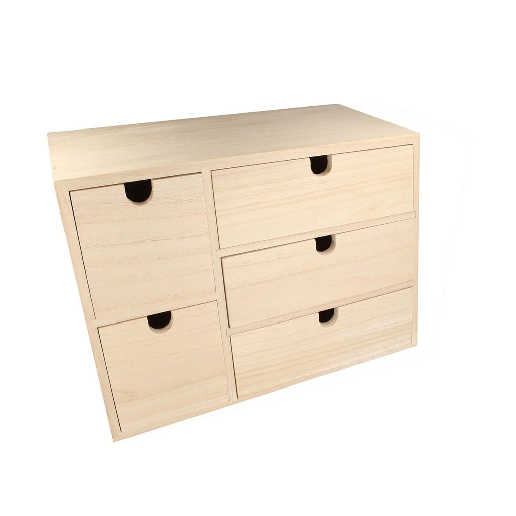 Kleines Büromöbel mit 5 Schubladen 35x15x26 cm Holz Artemio