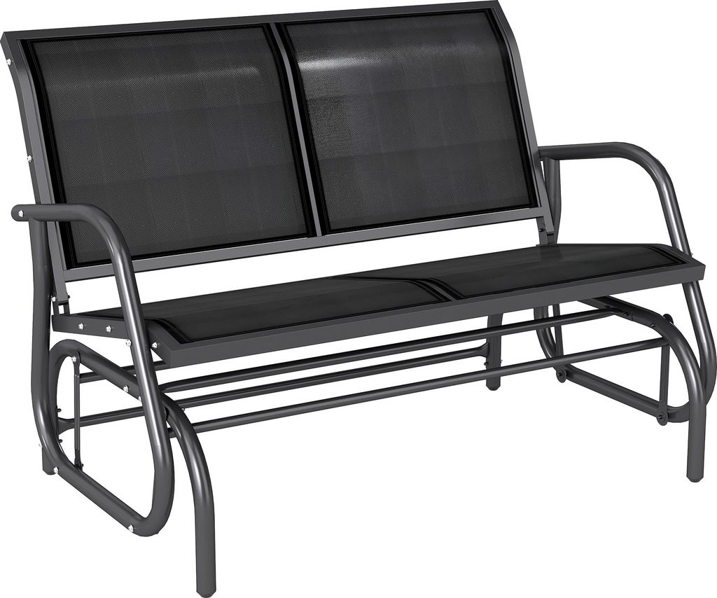 Sitzer Schaukelstuhl Gartenbank mit Schaukelmechanismus bis 200 kg belastbar 120 x 70 x 85 cm Schwarz