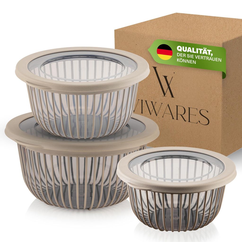 Viwares 3 Schüssel-Set mit Deckel stapelbar (6-teilig) - 1, Produktbild 