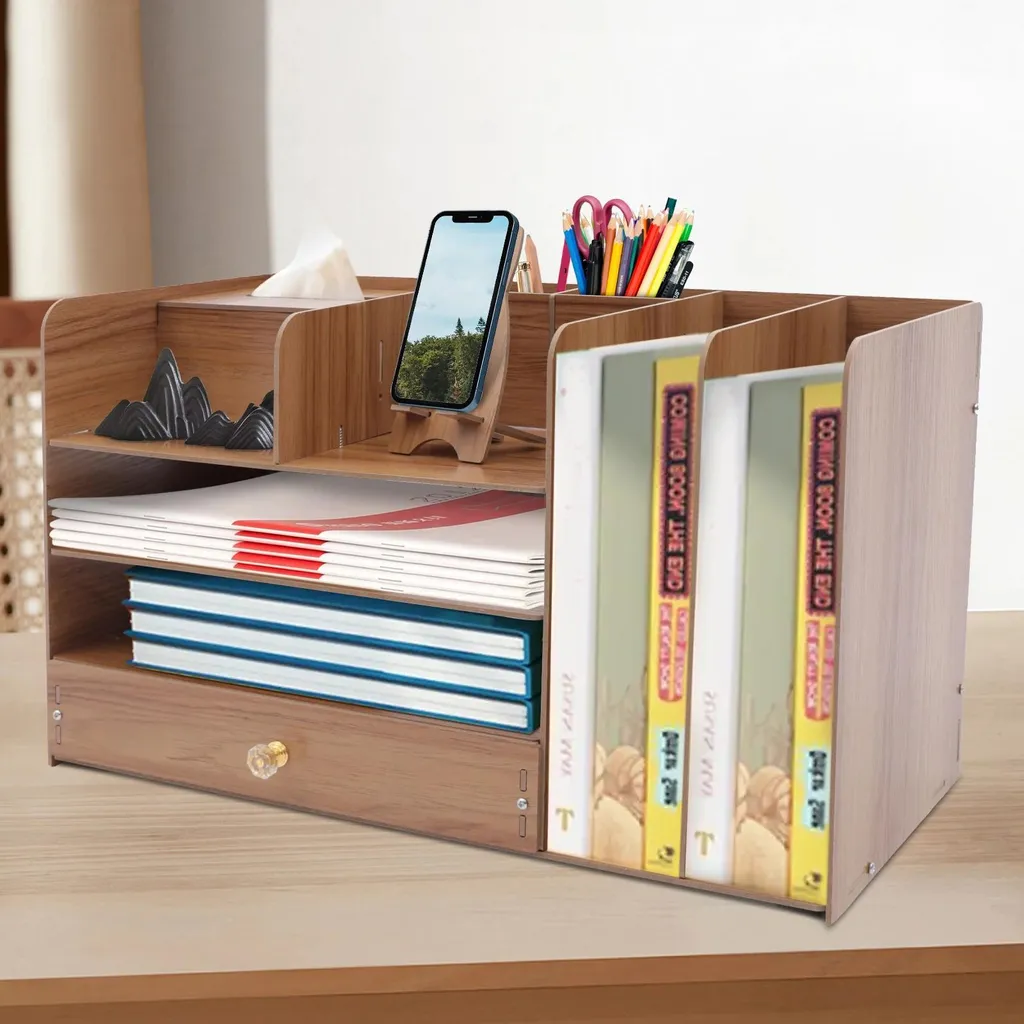 Libérez votre bureau du désordre : rangement bois A4 et support mobile - 8