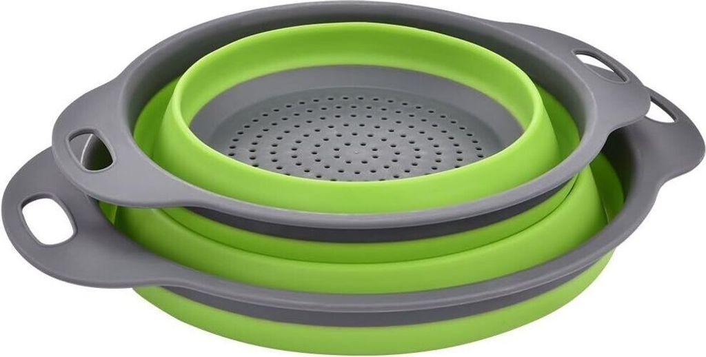 Faltbarer Seiher Sieb, Küche Silikon Klappbar Abtropfsieb Nudelsieb, Umweltfreundlich Non-Toxic Leicht zu Reinigen, 2 Größe Einschließlich 8 Un...