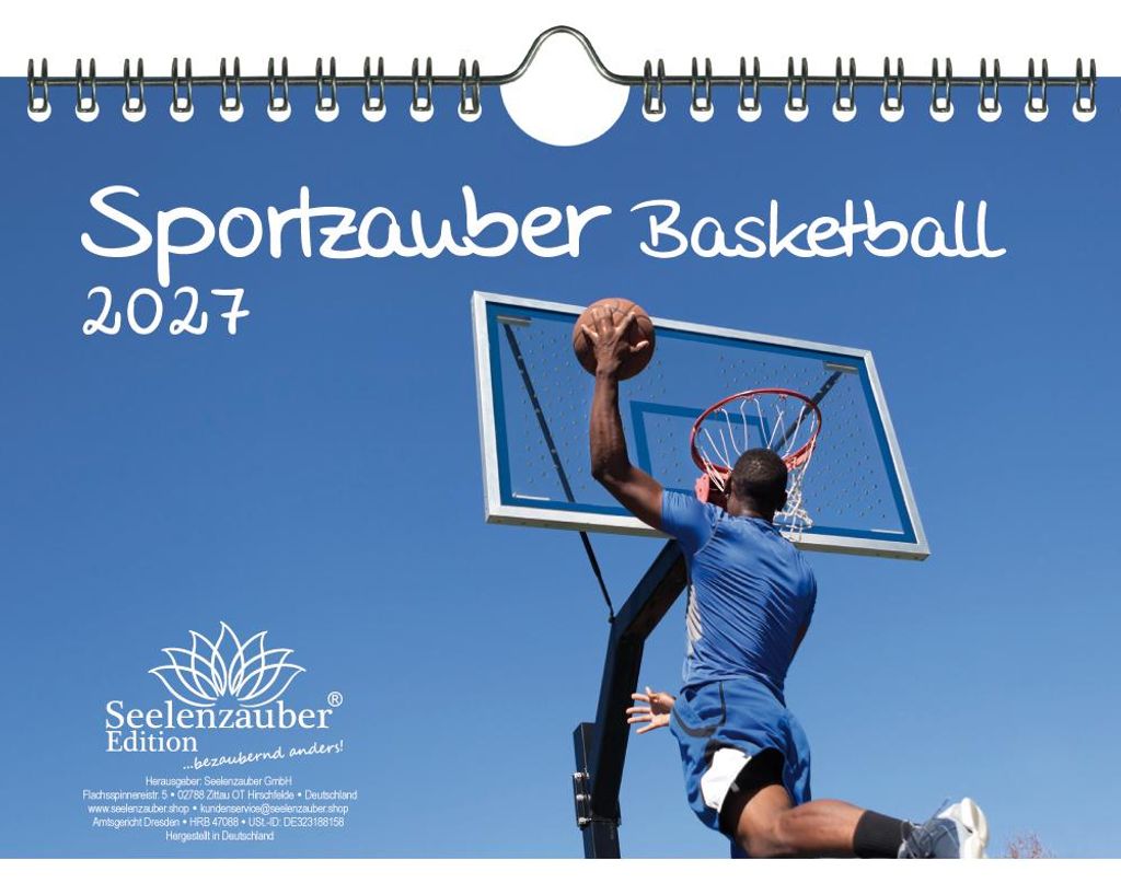 Sportzauber Basketball DIN A5 Kalender für 2027 Freizeit Sport Fitness- Seelenzauber