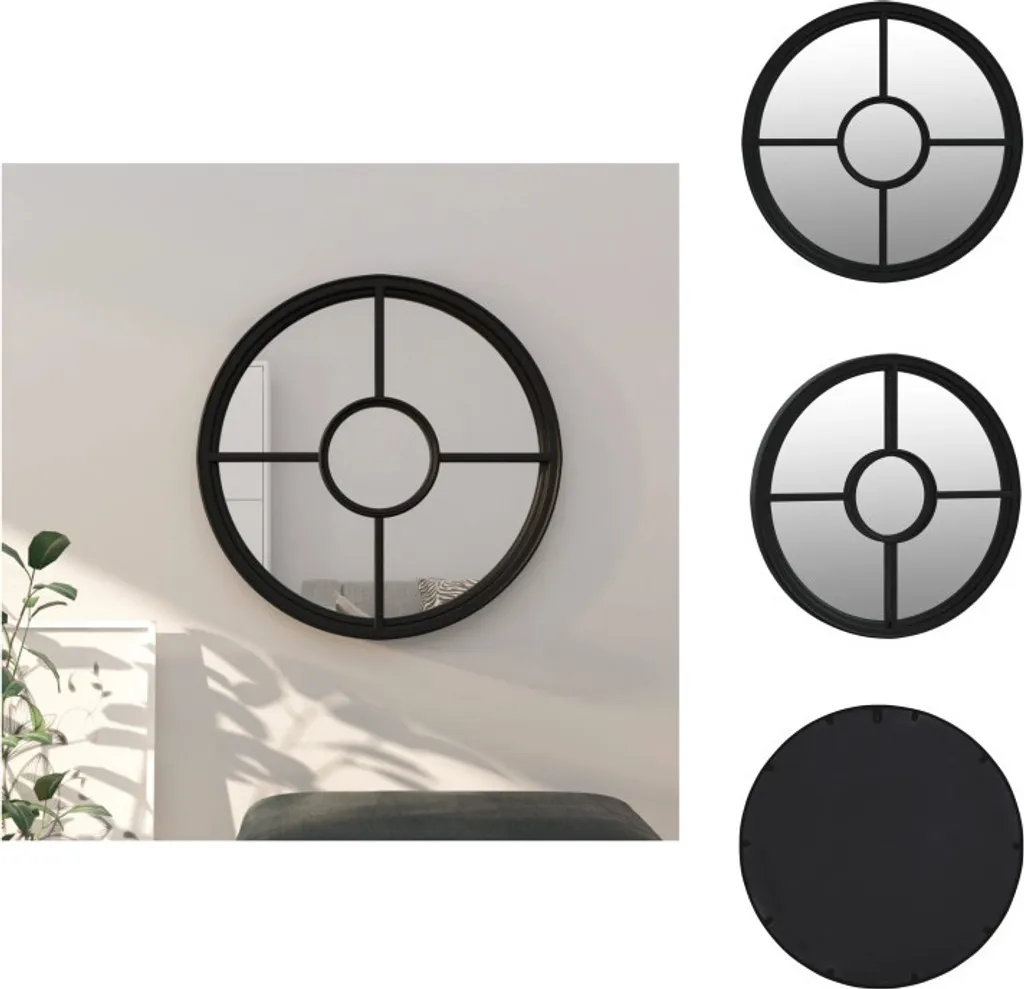 Specchio Rotondo vidaXL 60cm Nero - Cornice in Ferro Uso Interno Offerta