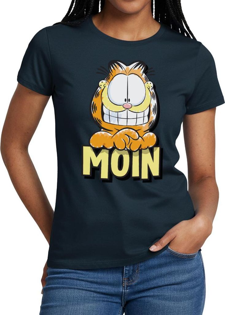 Spreadshirt Garfield Moin Nordsee Ostsee Geschenk Frauen T-Shirt, S, Navy