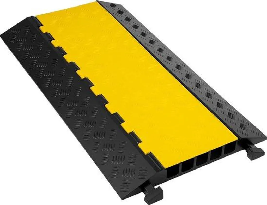 Rampe passe-câble de sol 5 voies - Ralentisseur caoutchouc renforcé noir